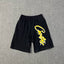 Corteiz Signature Script Logo Heavyweight Shorts black/yellow