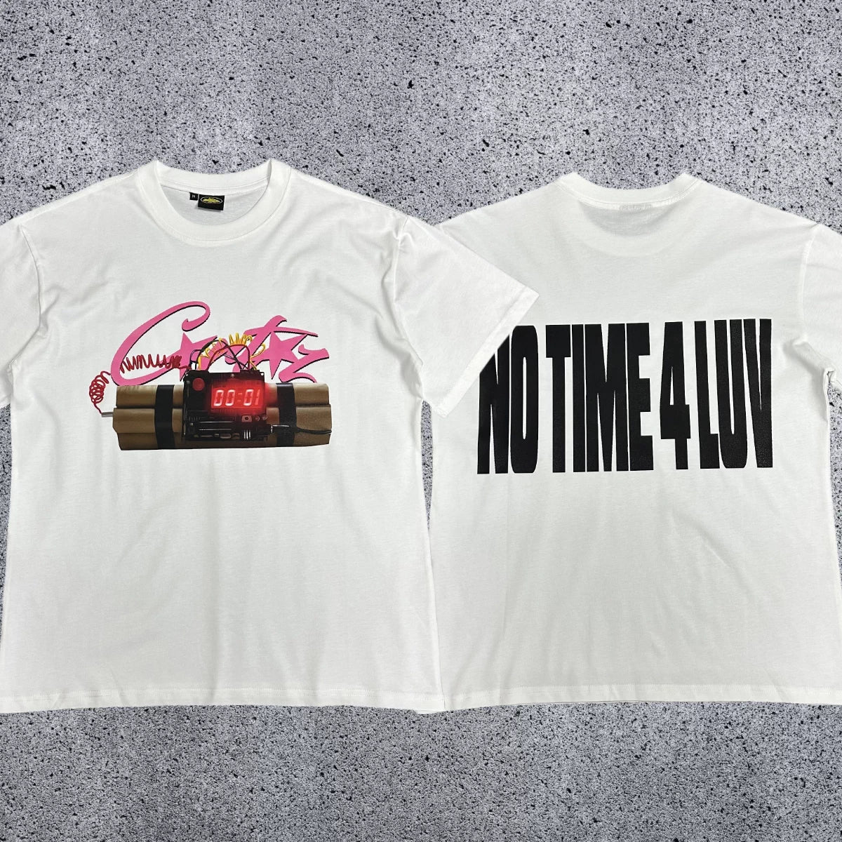 Dynamite & Typography Oversized Cotton T-Shirt