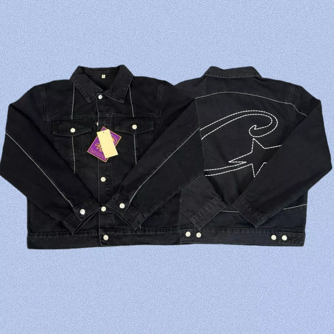 Corteiz Heavyweight Denim Jacket Black Hover Image