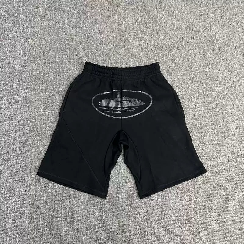 Corteiz Alcatraz Island Graphic Heavyweight Shorts Black/White