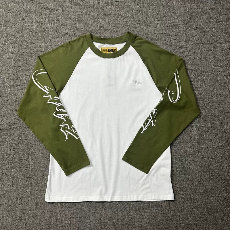 Corteiz Raglan Sleeve Lettering Long Sleeve Tee - Green