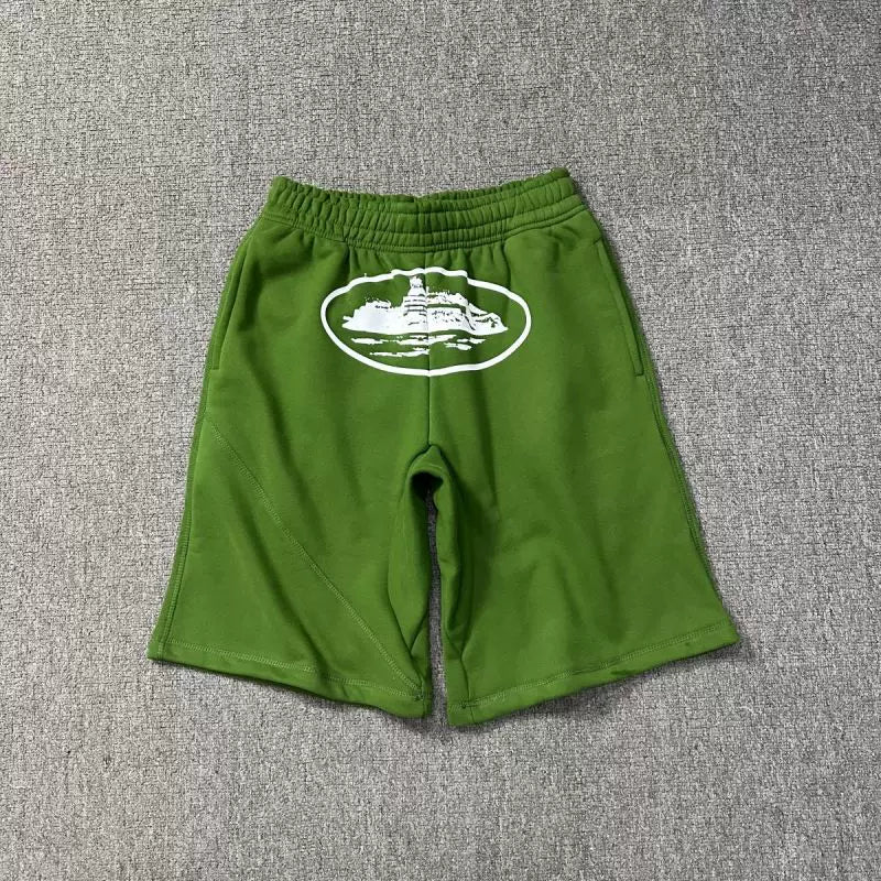Corteiz Alcatraz Island Graphic Heavyweight Shorts green