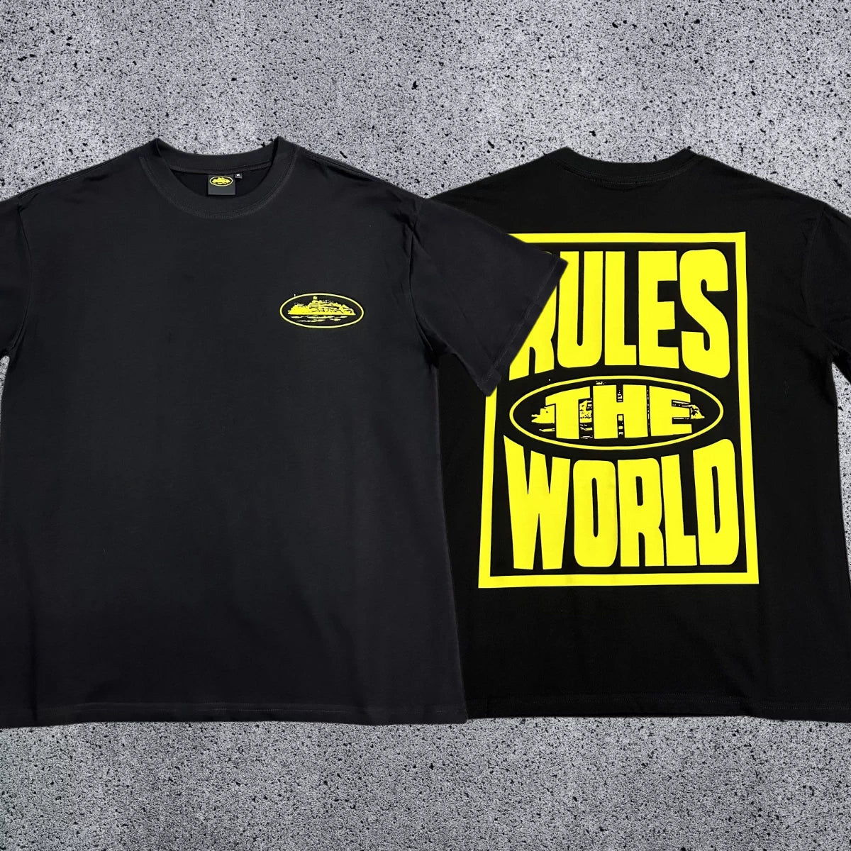 Corteiz RTW Box Logo T-Shirt – Black/Yellow