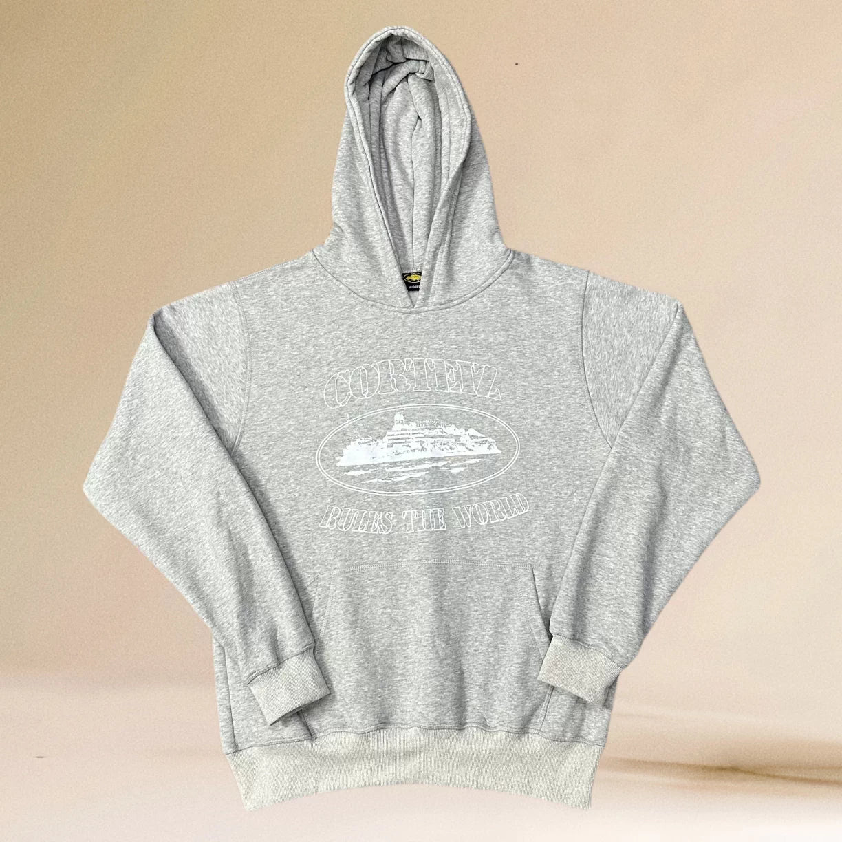Corteiz Alcatraz Oval Logo Heavyweight Hoodie grey