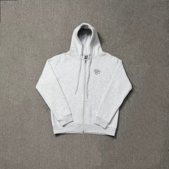 ADWYSD Embroidered Zip-Up Hoodie - Light Grey