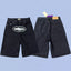 Corteiz Alcatraz Island Front Logo Heavyweight Denim Shorts - Black