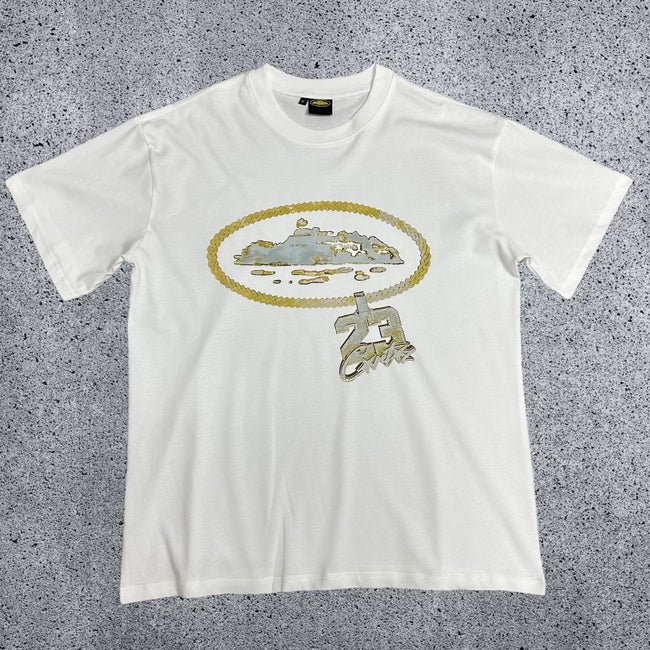 Corteiz Chain Pendant Chest Logo Print Tee - White Hover Image