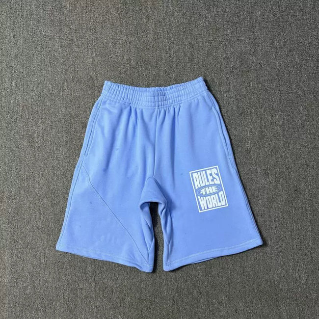 Corteiz "Rules The World" (RTW) Heavyweight Shorts Light Blue Hover Image