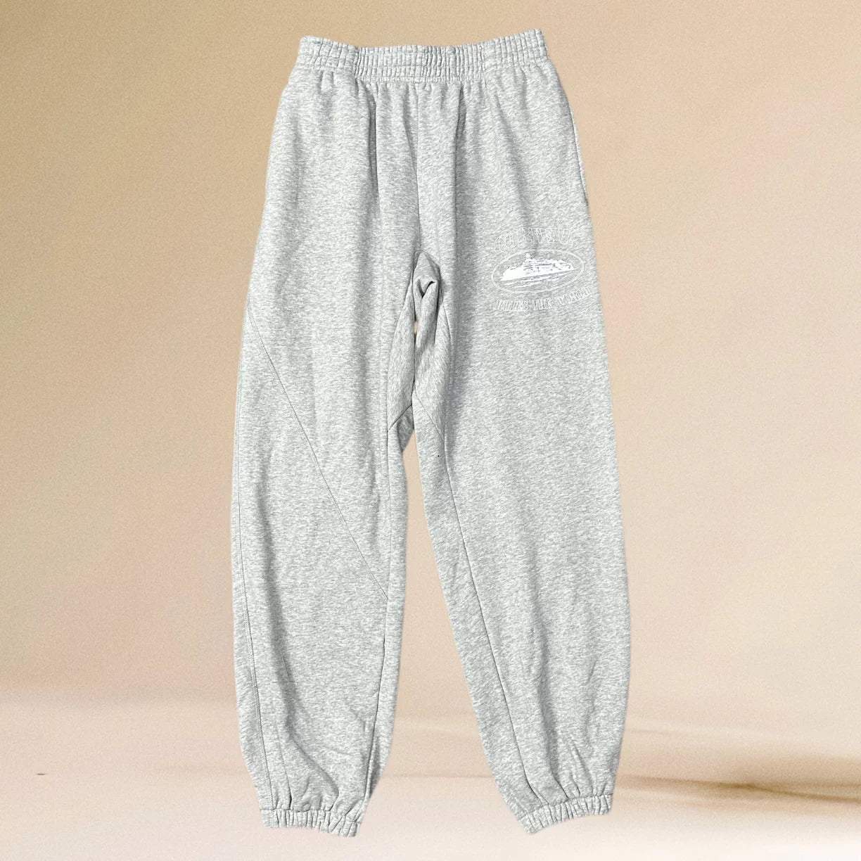Corteiz Alcatraz Oval Logo Heavyweight Sweatpants grey