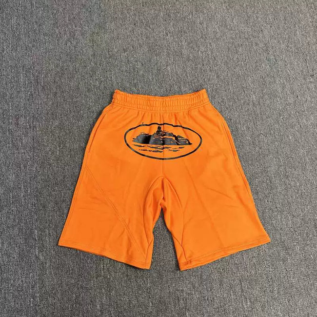 Corteiz Alcatraz Island Graphic Heavyweight Shorts Orange Hover Image