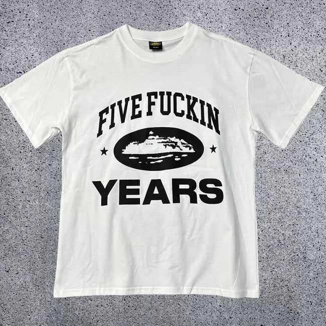 Corteiz "Five Fuckin Years" Anniversary T-Shirt – White Hover Image