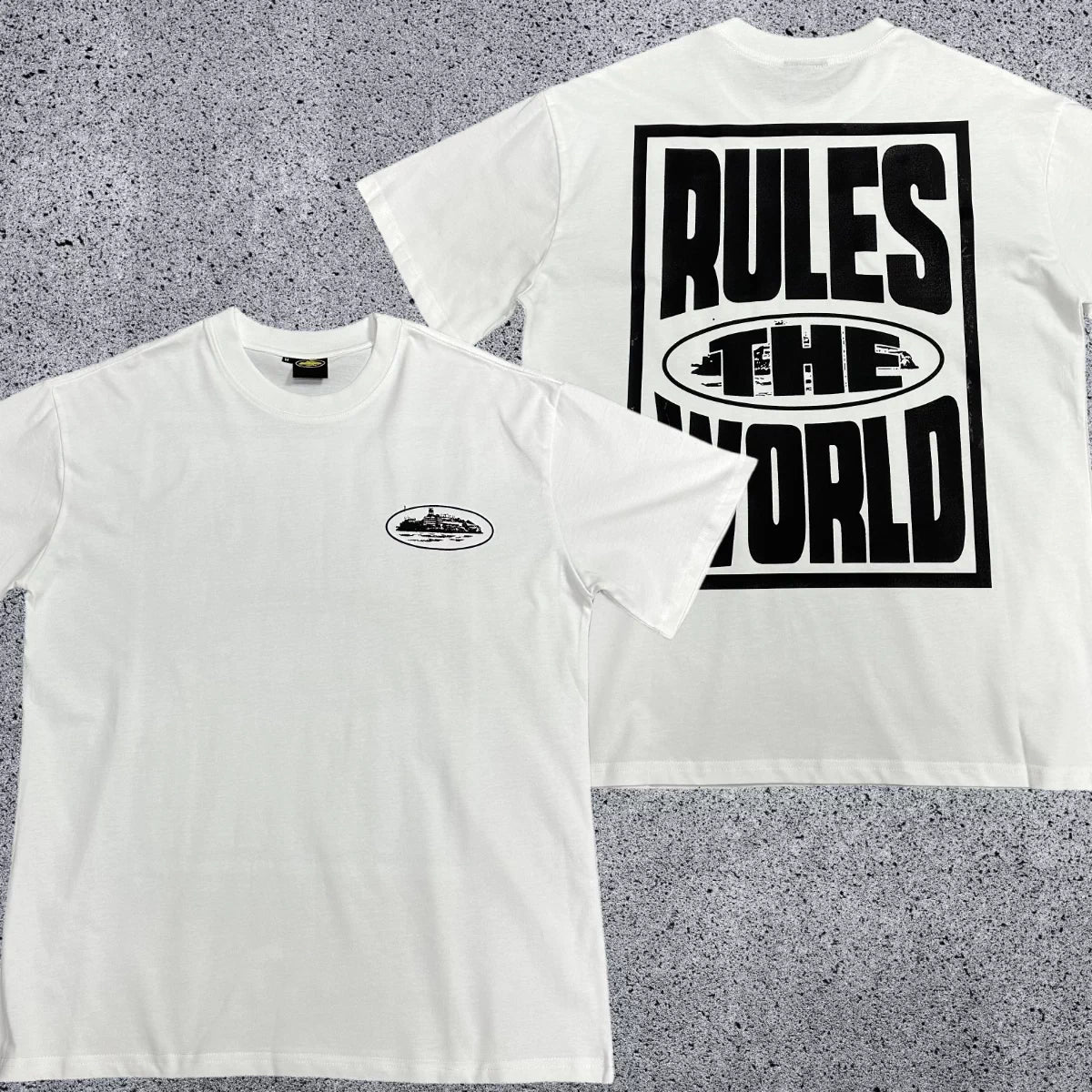 Corteiz RTW Box Logo T-Shirt – White/Blue