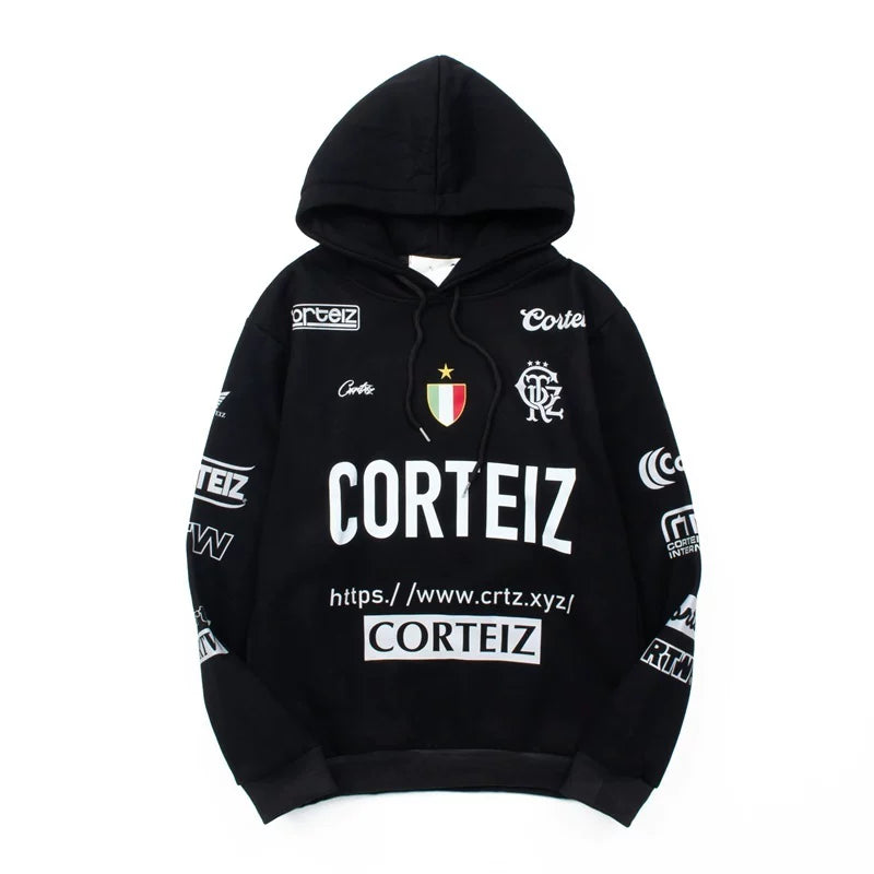 Corteiz All-Over Multi-Logo Heavyweight Hoodie - Black
