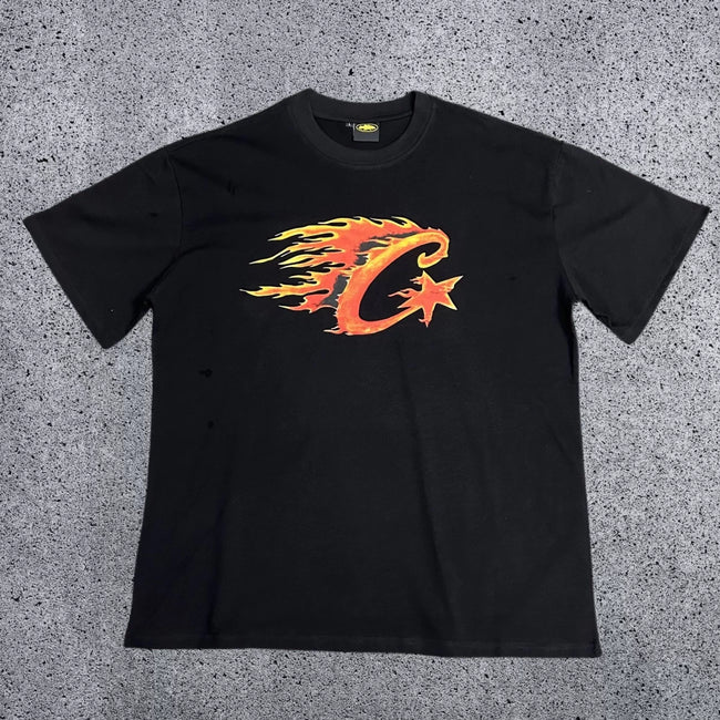 Corteiz Flame Logo T-Shirt – Black/Multi Hover Image