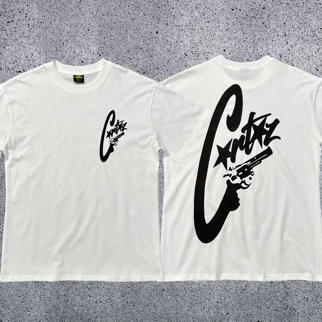 Corteiz "C-Star Gun" Logo Graphic T-Shirt – White | Authentic Streetwear Hover Image