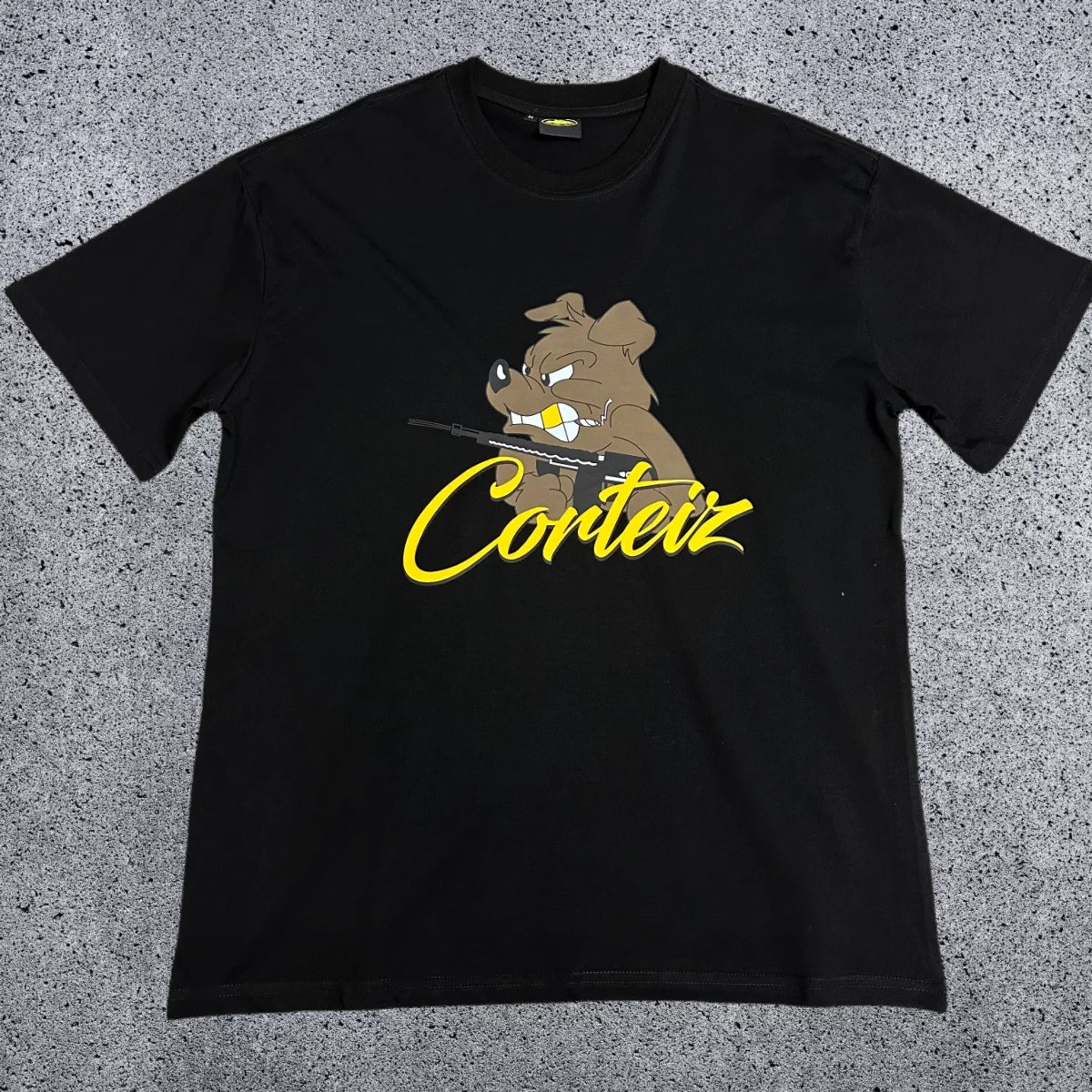 CRTZ "Bulldog" Graphic Heavyweight Tee | Black Corteiz Streetwear T-Shirt
