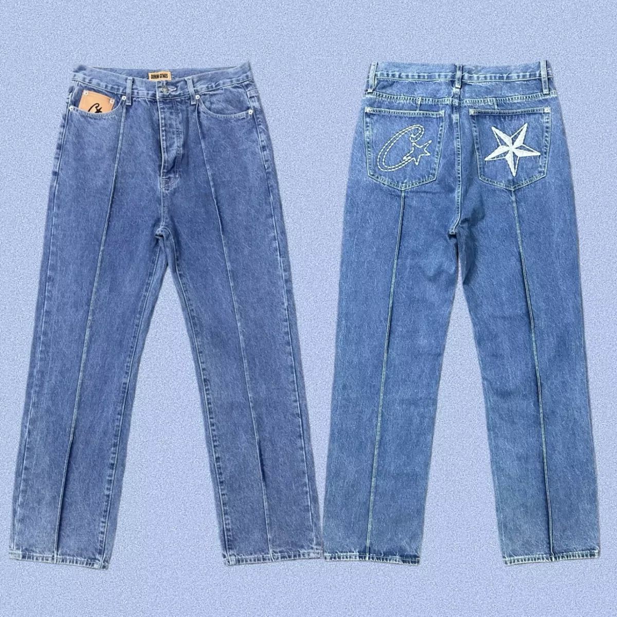 Corteiz Heavyweight Denim Pants Light blue