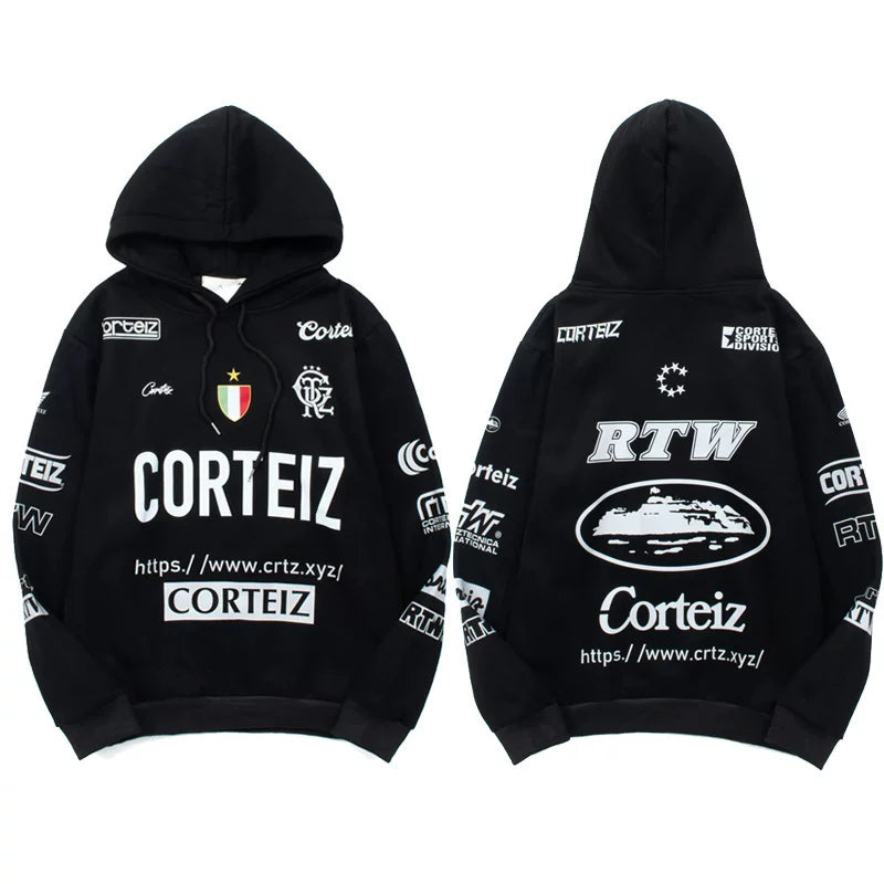 Corteiz All-Over Multi-Logo Heavyweight Hoodie - Black