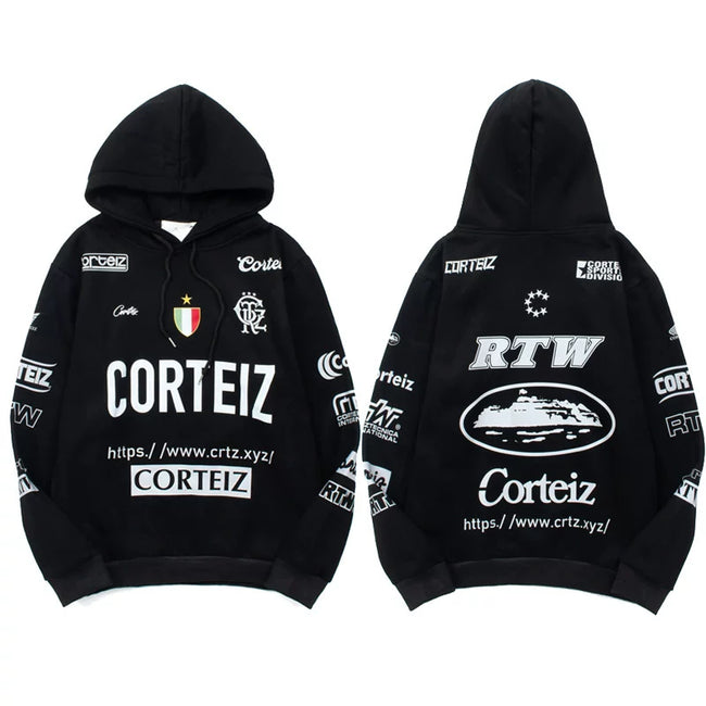 Corteiz All-Over Multi-Logo Heavyweight Hoodie - Black Hover Image