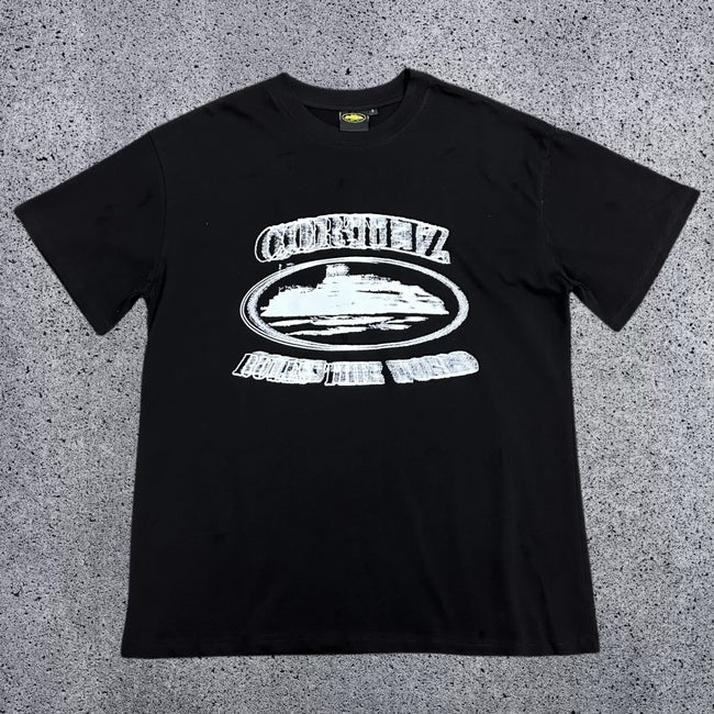 Corteiz Cruise Ship Rules The World T-Shirt – Black/White Hover Image