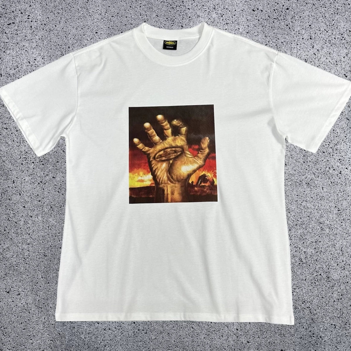 Corteiz Fiery Hand Graphic Tee – White