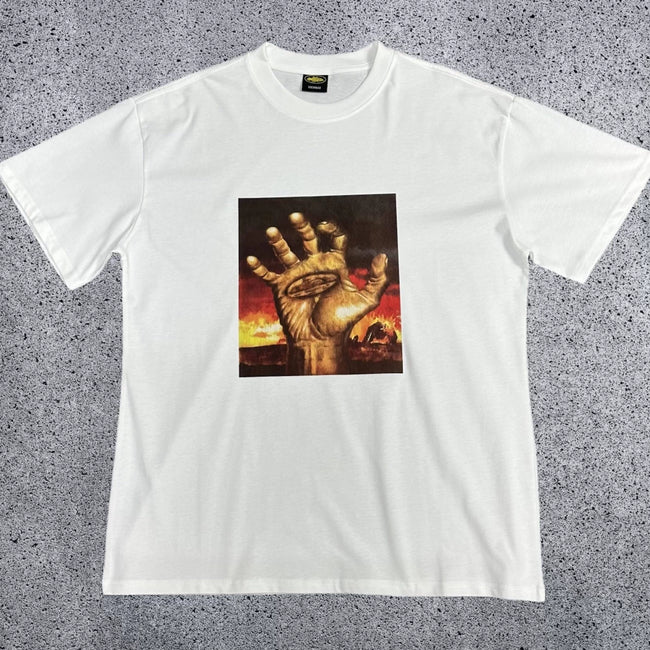 Corteiz Fiery Hand Graphic Tee – White Hover Image