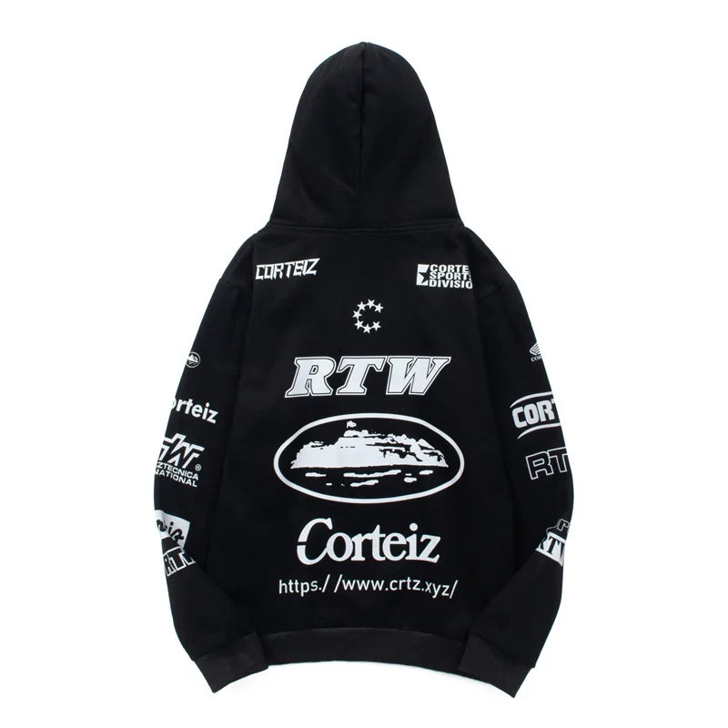 Corteiz All-Over Multi-Logo Heavyweight Hoodie - Black