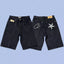 Corteiz Back Star Embroidery Heavyweight Denim Shorts Black