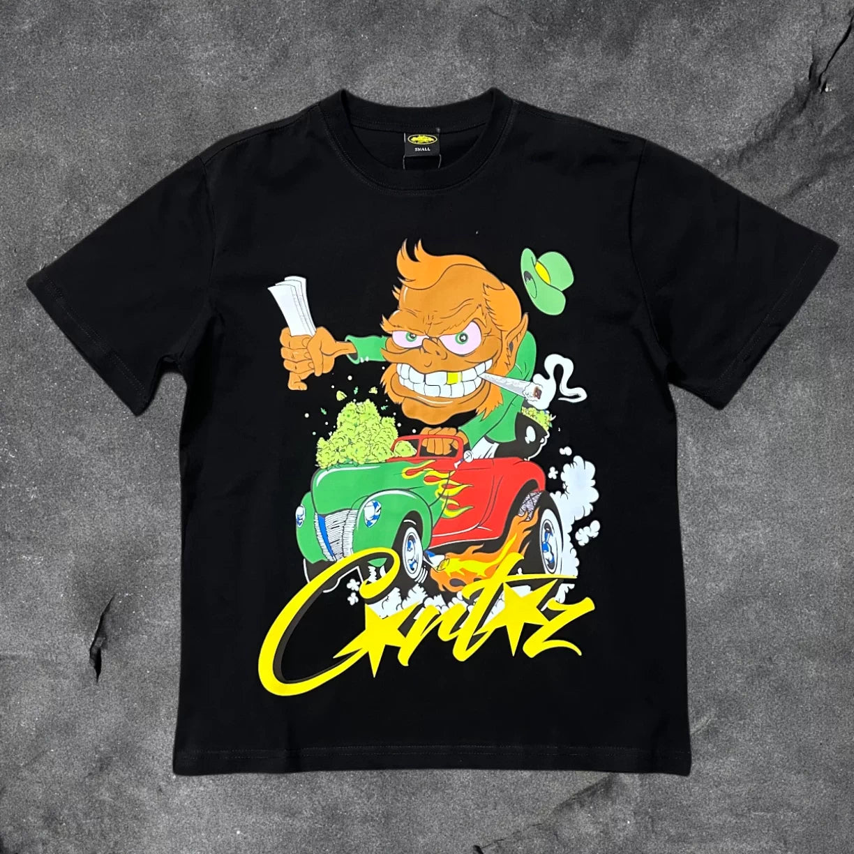 Corteiz Cartoon Hot Rod Graphic Tee - Black Streetwear T-Shirt