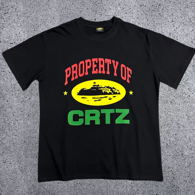 Corteiz Property of CRTZ T-Shirt – Black/Multi Hover Image