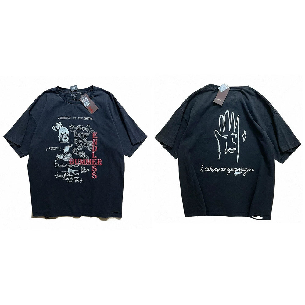 PALY Hollywood Hand & Slogan Graphic T-Shirt - Black