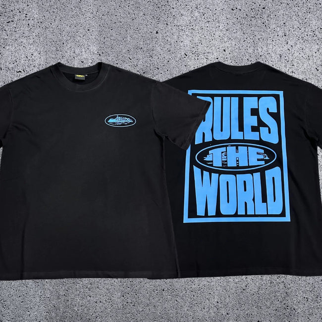 Corteiz RTW Box Logo T-Shirt – Black/Blue Hover Image