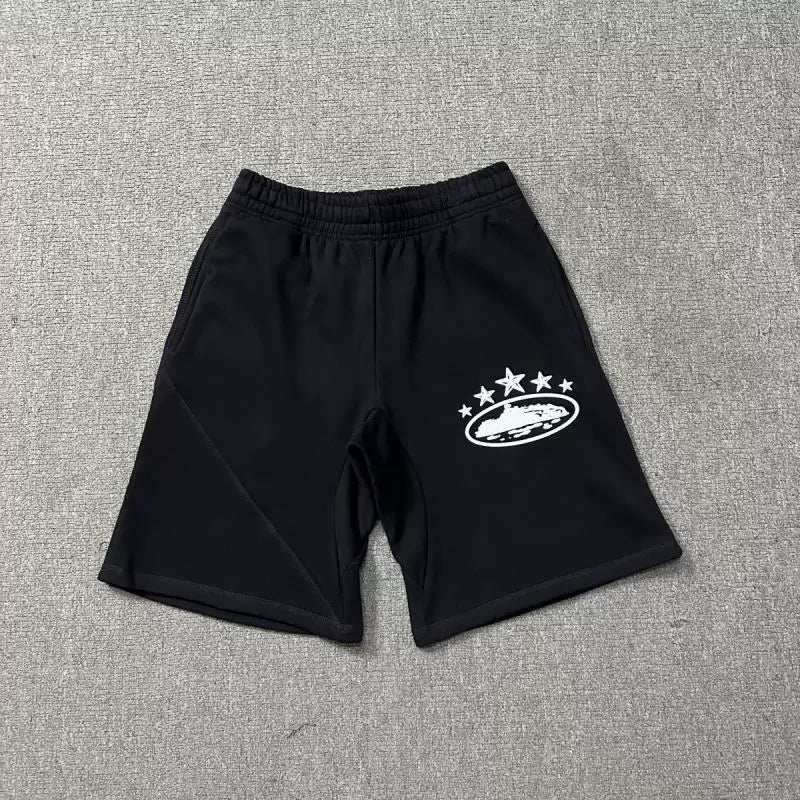 Corteiz 5-Star Alcatraz Island Front Logo Heavyweight Shorts black