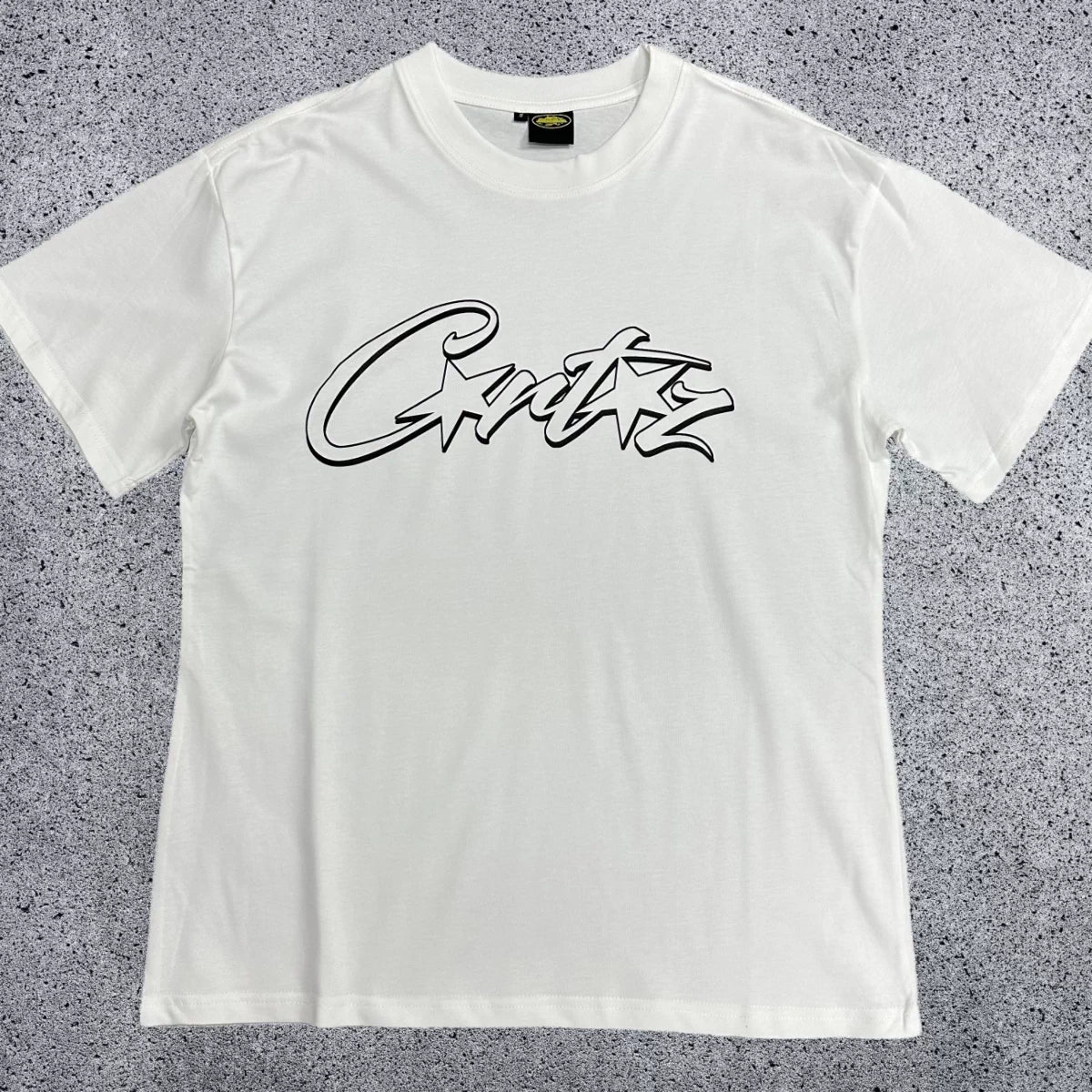 Monochrome Star-Logo Graphic Tee - White & Black Streetwear T-Shirt