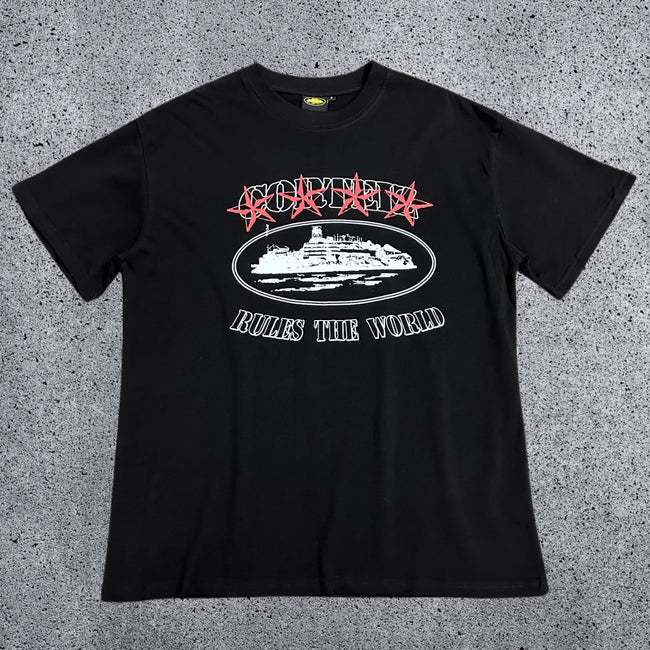 Corteiz Cruise Ship Rules The World T-Shirt – Black Hover Image