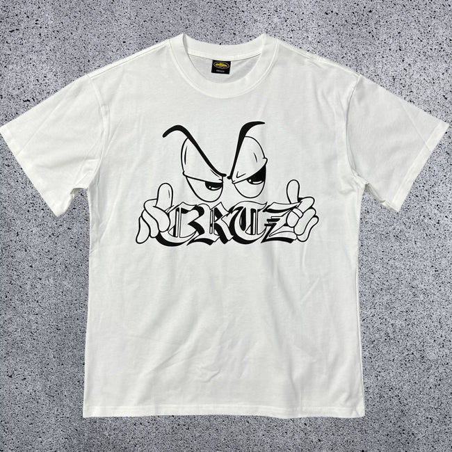 Corteiz "CRTZ" Cartoon Eyes Graphic T-Shirt – White | Authentic Streetwear Hover Image
