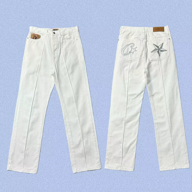 Corteiz Heavyweight Denim Pants White Hover Image