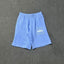 Corteiz Alcatraz Island Front Oval Logo Heavyweight Shorts blue