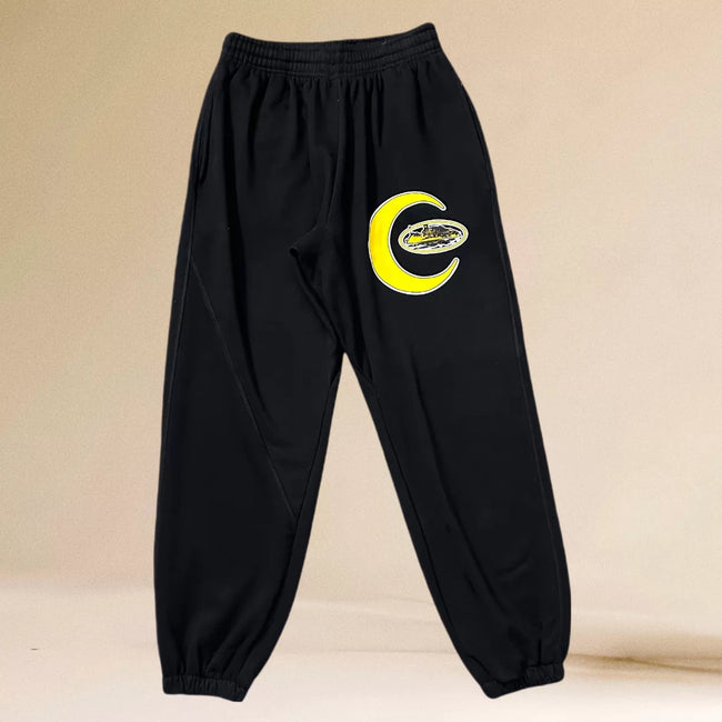 Corteiz Yellow Crescent Moon Heavyweight Sweatpants black Hover Image