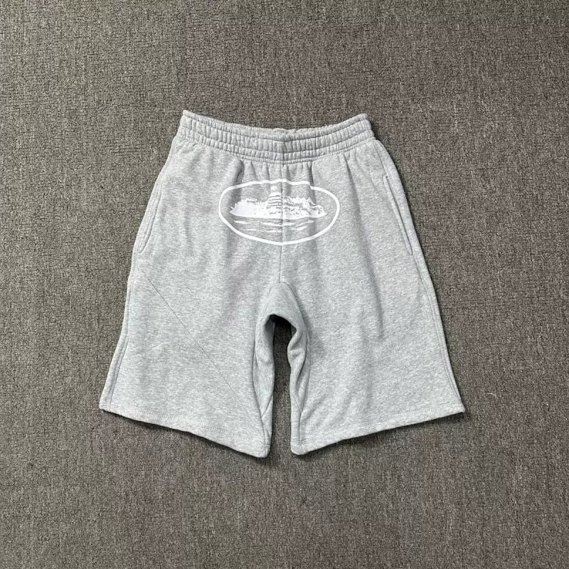 Corteiz Alcatraz Island Graphic Heavyweight Shorts Heather Grey