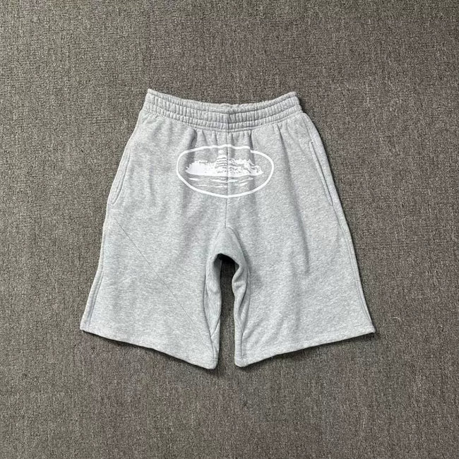 Corteiz Alcatraz Island Graphic Heavyweight Shorts Heather Grey Hover Image