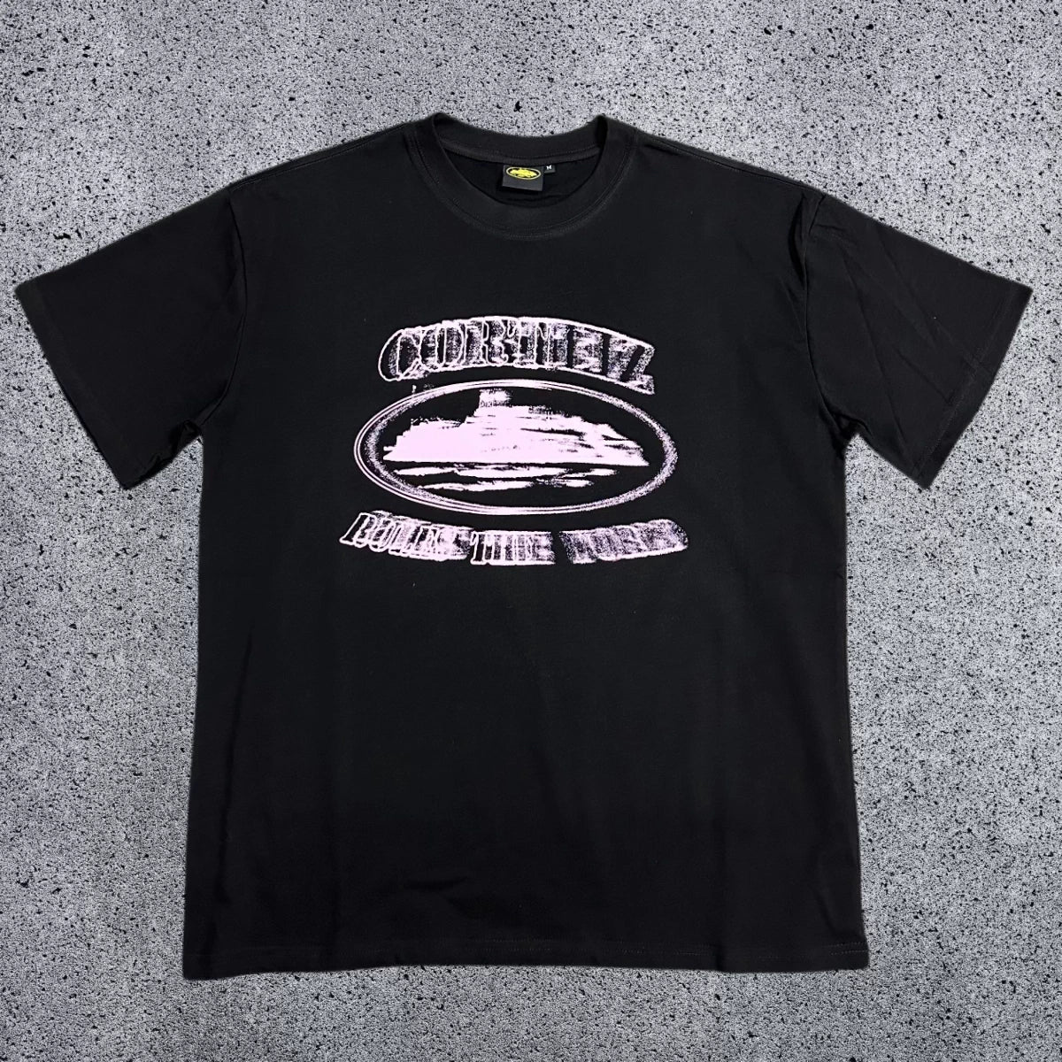 Corteiz Cruise Ship Rules The World T-Shirt – Black/Pink