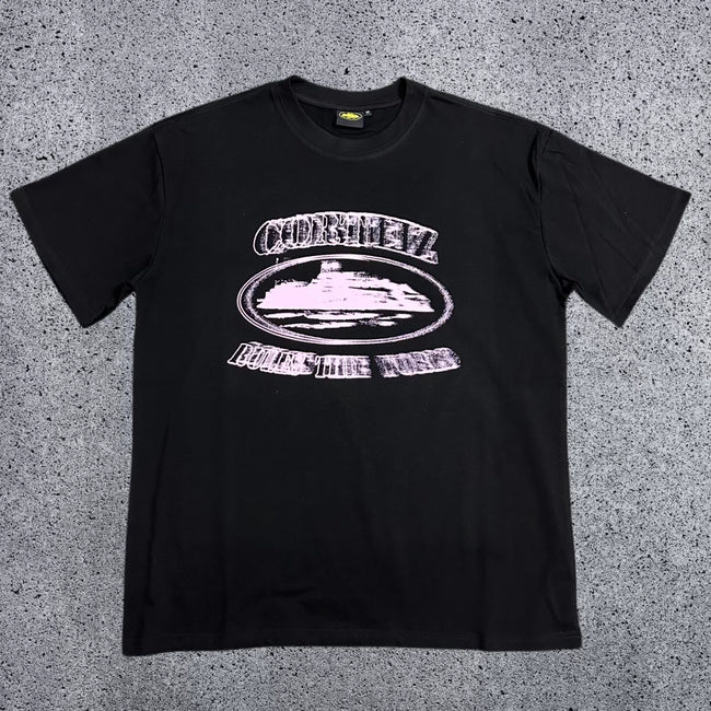 Corteiz Cruise Ship Rules The World T-Shirt – Black/Pink Hover Image