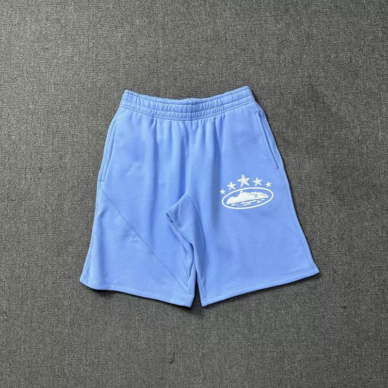 Corteiz 5-Star Alcatraz Island Front Logo Heavyweight Shorts blue