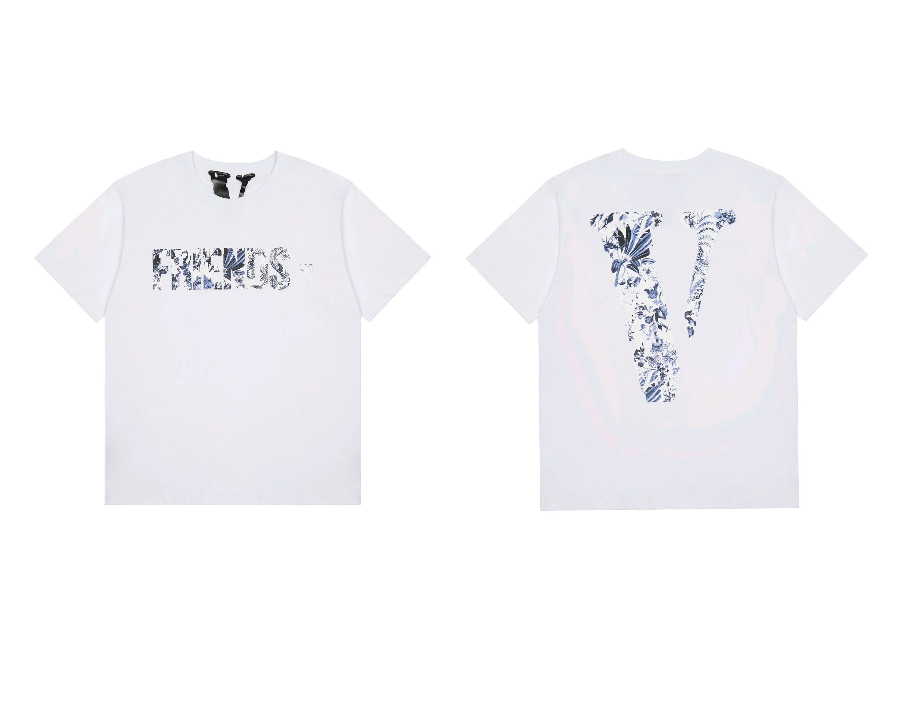 Vlone Abstract Floral "FRIENDS-" Graphic T-Shirt - White