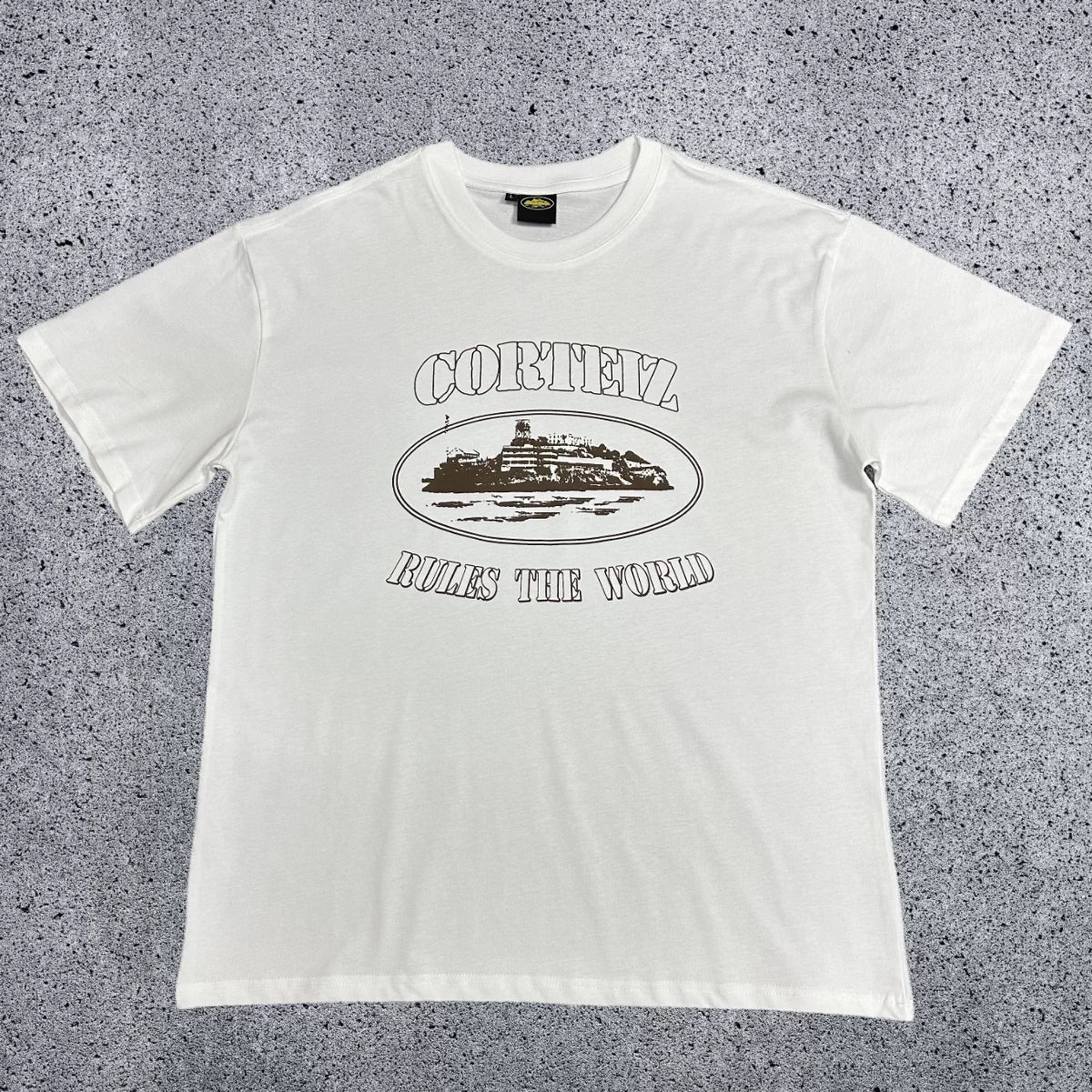 Corteiz "Rules The World" Brown Print White T-Shirt
