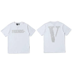 Vlone All-Over Text Grid "FRIENDS-" Graphic T-Shirt - White
