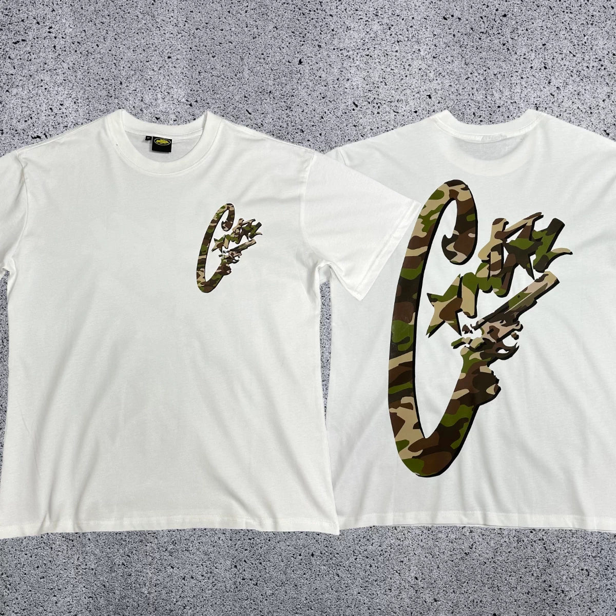 Corteiz Camo Gunslinger T-Shirt – White/Camo