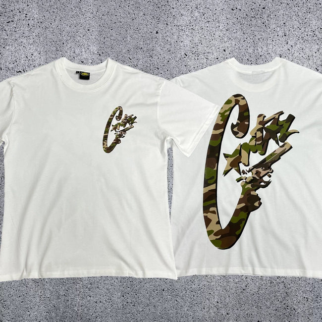 Corteiz Camo Gunslinger T-Shirt – White/Camo Hover Image