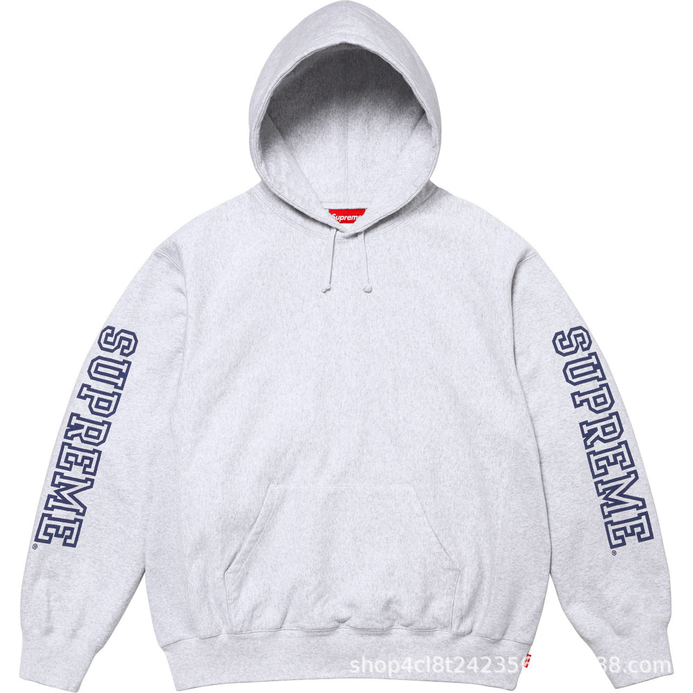 Supreme Sleeve Logo Hooded Sweatshirt - Heather Grey
